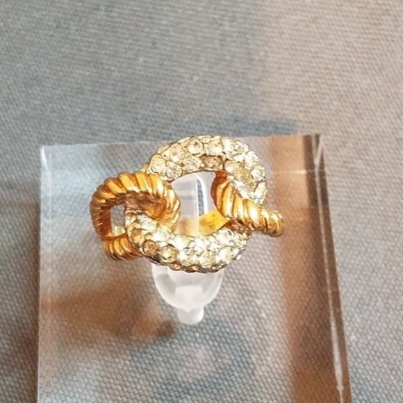 Twist Ring 18k hge gold and rhinestone knot ring size 6.5 designer J Esposito - Picture 2 of 7